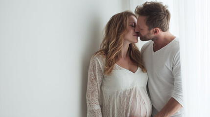 Serene and intimate maternity portrait capturing the beauty of pregnancy, emotional bond between mother, father and child in a natural and crozy setting.