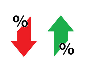red arrow and green arrow. business and finance. stock illustration