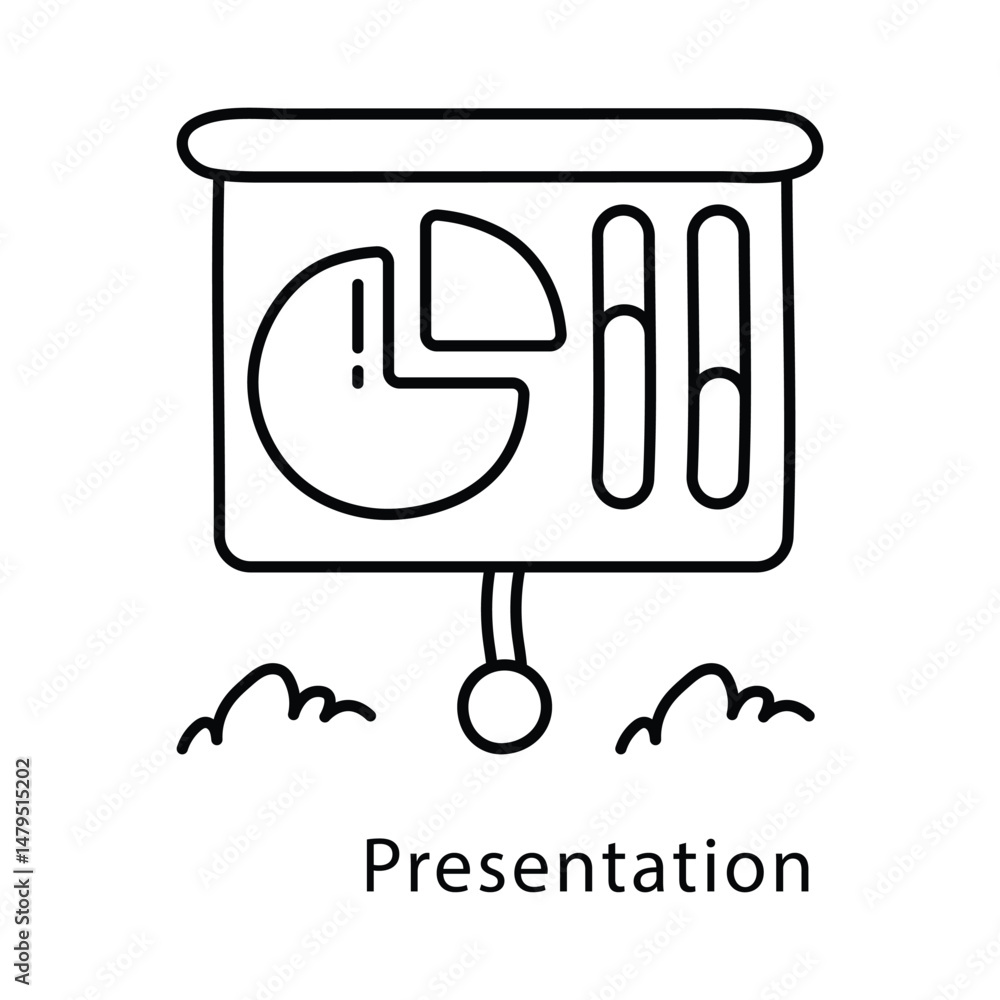 Poster presentation vector outline style icon. eps 10 file