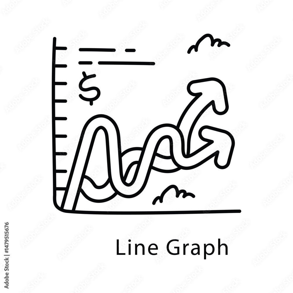 Poster line graph vector outline style icon. eps 10 file