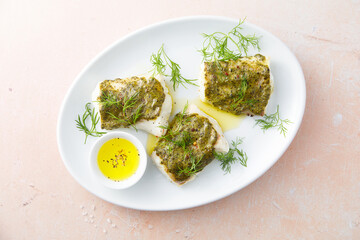 White fish fillet with herbs