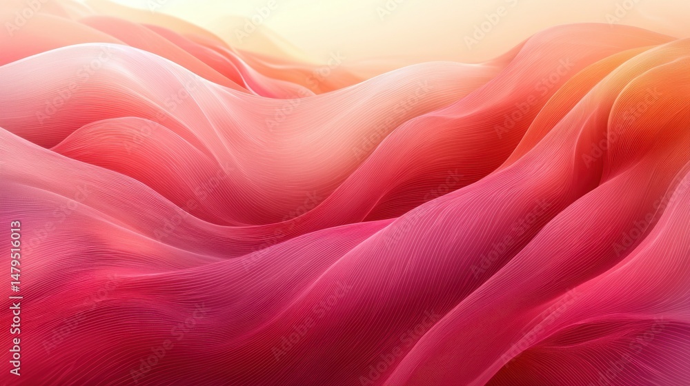 Poster abstract fluid forms, warm gradient color, wave-like textures