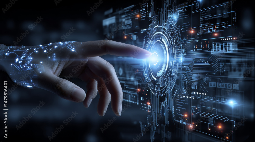 Poster artificial intelligence futuristic tech background, binary code, virtual concept for web and technol