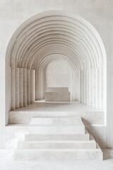 Fototapeta premium Minimalist stone archway interior with steps