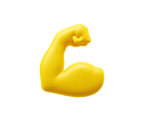 3D Render of a Yellow Bicep Flexing on Transparent Background
