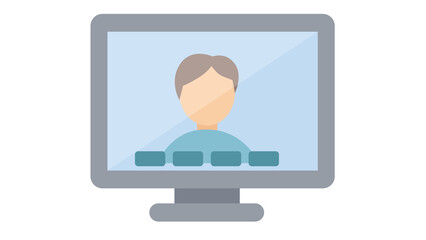 Video Conference Icon - Man on Screen