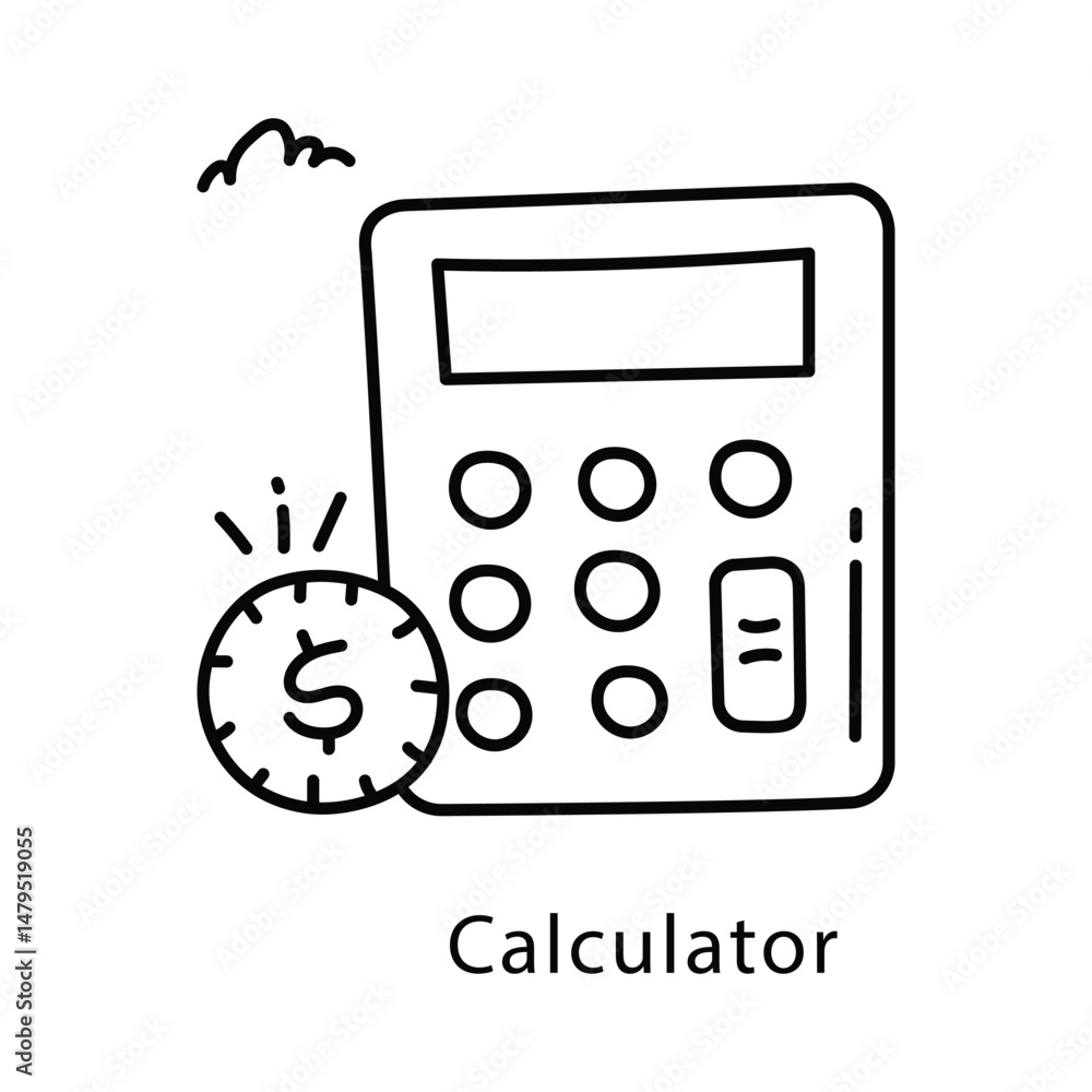 Poster calculator vector outline style icon. eps 10 file