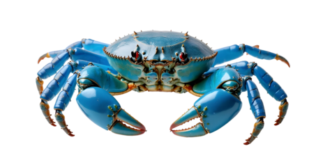Blue Crab as a crustacean from the fishing waters of Atlantic ocean or Gulf of Mexico as a shellfish fishery seafood cuisine food or soft shell crabs culinary fish isolated on a white background.reals