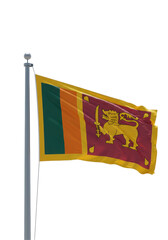 Sri Lanka Flag Waving In The Wind on a Flagpole isolated on Transparent PNG