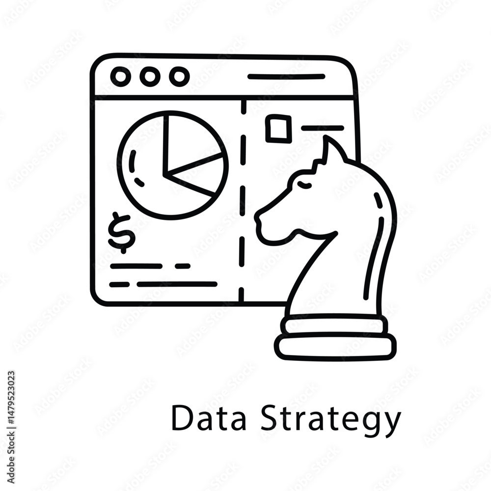 Poster data strategy vector outline style icon. eps 10 file