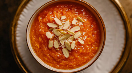 Indian dessert gajar ka halwa in bowl 
