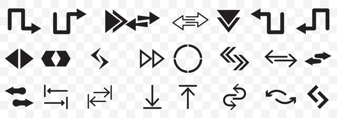 Arrow icon. Mega set of vector arrows. Set of arrows, arrows different. Arrow icon. Vector illustration on Transparent Background. EPS 10.