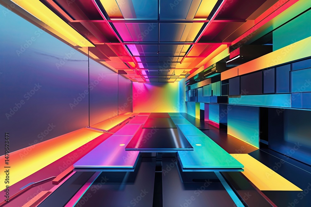 Poster colorful abstract technology backdrop with multicolor structure and gradient design