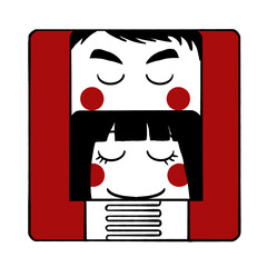 抱きしめるカップルのキャラクター｜安心感と絆を表すミニマルイラスト