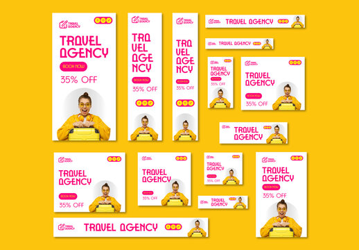 Travel Agency Web Banner Ads Design Template for Vacation and Holiday Promotions