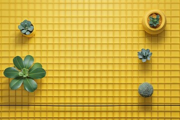 Cheerful Bright Yellow Grid Backdrop for Digital Design