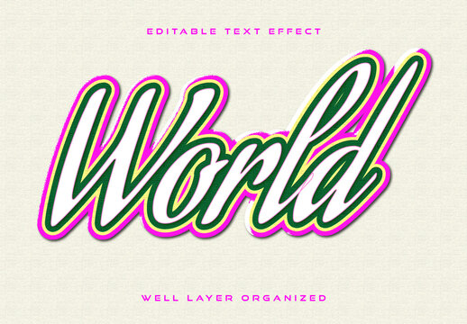World Text Effect Design Template for Global and Travel Themes