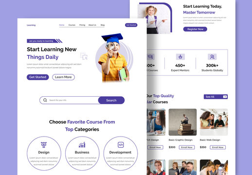 E Learning Landing Page Design Layout