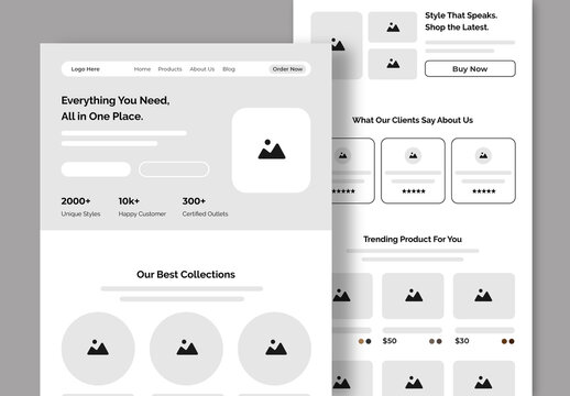 Ecommerce Website Wireframe Design