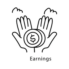 Earnings Vector Outline Style Icon. Eps 10 file