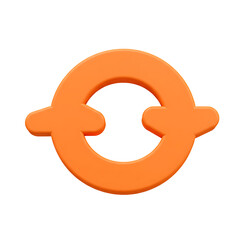Abstract Orange Circular Icon 3D Render Isolated on Black Background