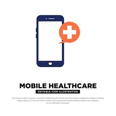 Mobile Healthcare Icon. online medical consultant concept. document with magnifying glass Symbol. Editable vector icon