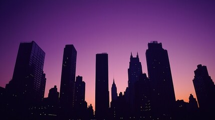 Fototapeta premium Silhouette city structures sunset
