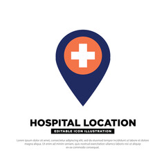 Hospital Location Icon concept. Editable vector icon