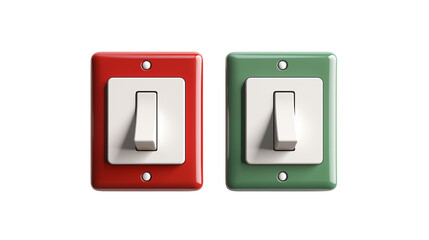 Red and Green Light Switches on Transparent Background