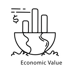 Economic Value Vector Outline Style Icon. Eps 10 file