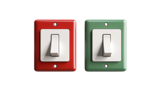 Red and Green Light Switches on Transparent Background