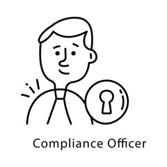 Compliance Officer Vector Outline Style Icon. Eps 10 file