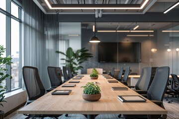 Soft-Focused Ambiance in a Modern Corporate Workspace for Professional Efficiency