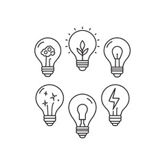 Clean Line Art Light Bulb Representing Creative Innovation