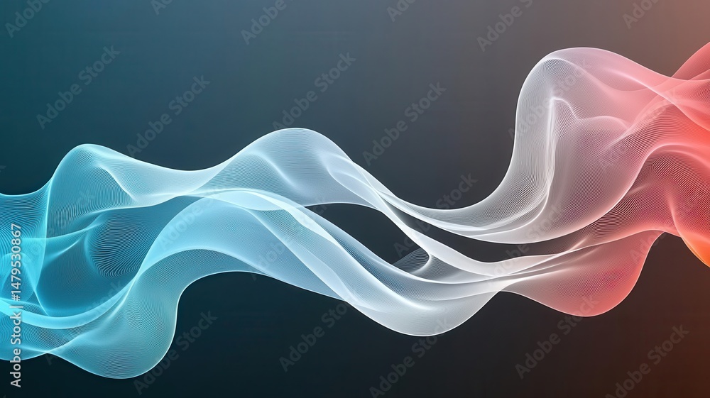 Poster abstract flowing wavy lines on dark background abstract lines background wave glowing flow energy ai