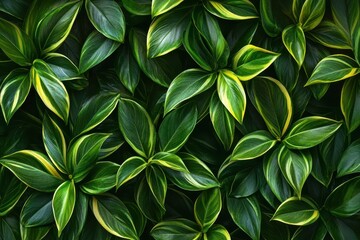 Fototapeta premium Lush tropical greenery in a vibrant indoor space showcasing a variety of leaf shapes and textures during bright daylight