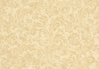 Beige Floral Damask Pattern Seamless Texture