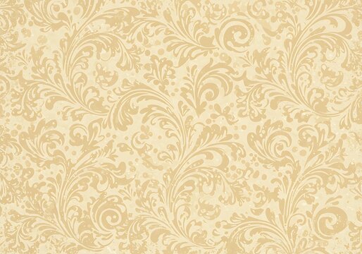 Beige Floral Damask Pattern Seamless Texture