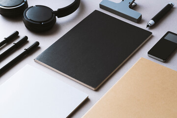 Black and white back to school flat lay