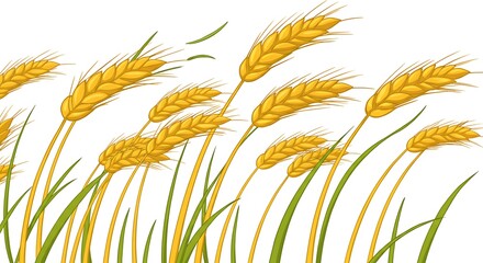 Golden Wheat Field, Ripe Grain Stalks in Breeze