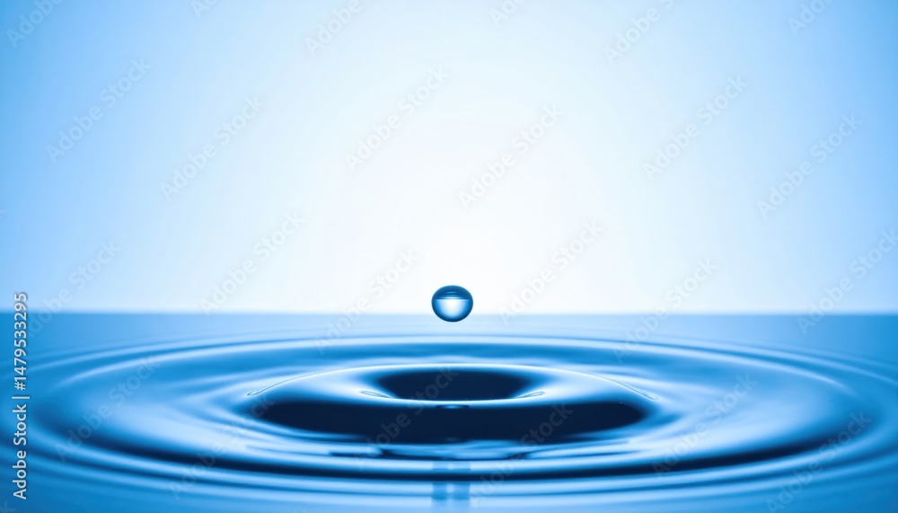Aufkleber water droplet impact creating ripples serene surface high-quality image minimalist background close-
