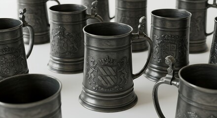 Pewter Mug Collection Antique Style
