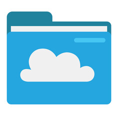 Cloud Folder Icon - Blue Vector