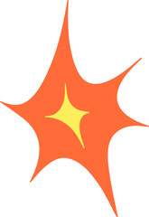 Orange Starburst Shape, Bright Burst Design Element