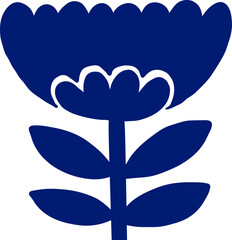Dark Blue Stylized Flower Vector Illustration