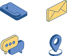 Fototapeta premium Bold Communication Icons: Phone, Email, Chat, Location