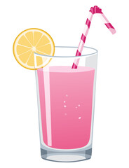 Summer Citrus Pink Drink Illustration - Vector Illustration