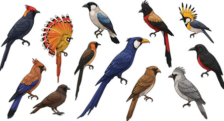 Exotic Bird Vector Collection with Detailed Plumage