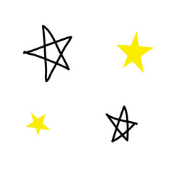 一筆書きの星と黄色の星