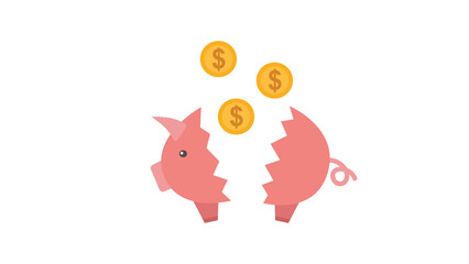 Broken piggy bank money loss financial crisis sad piggy